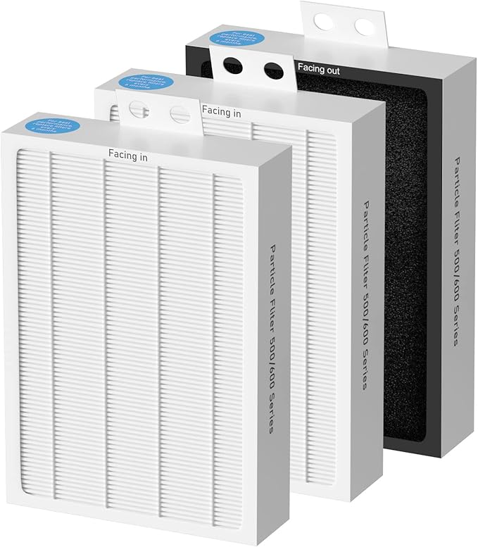 3-Pack Classic 500/600 Series HEPA Filter Replacement Compatible with Blueair Classic 500/600 Series Air Cleaner Purifiers 501 503 505 510 550E 555EB 601 603 605 650E Particle Filter