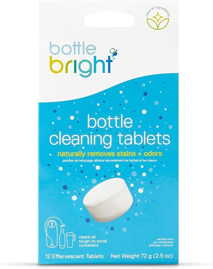 Bottle Bright Cleaning Tablets 12, 36, 78 Count – Water Bottle Cleaner for Stainless Steel, Tumblers, Thermos | Removes Coffee Tea Stains, Eliminates Odors, Easy and Safe Cleaning