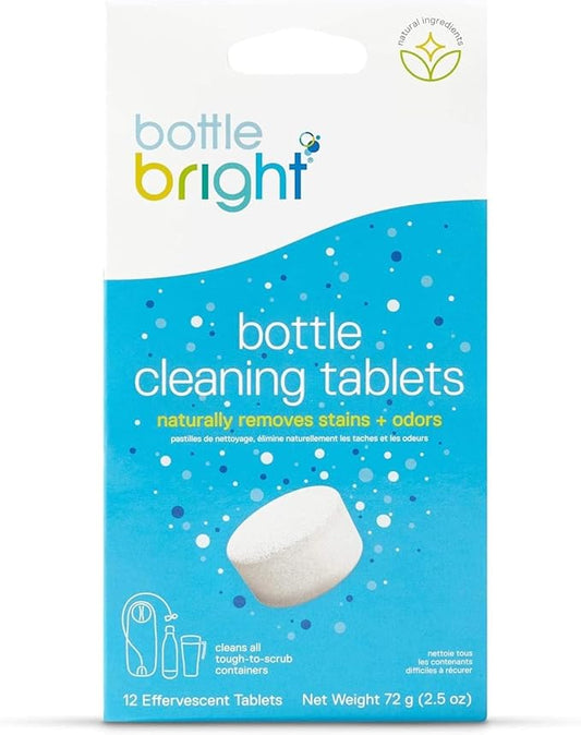 Bottle Bright Cleaning Tablets 12, 36, 78 Count – Water Bottle Cleaner for Stainless Steel, Tumblers, Thermos | Removes Coffee Tea Stains, Eliminates Odors, Easy and Safe Cleaning