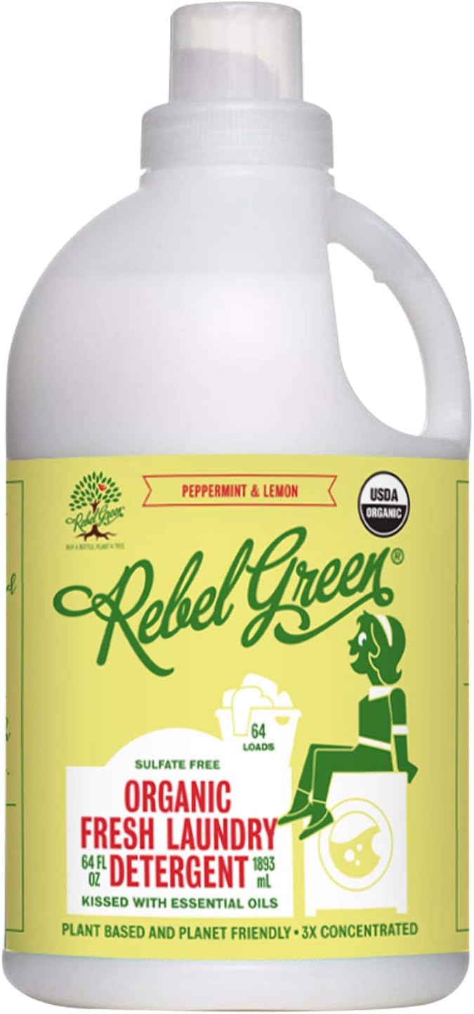 Rebel Green, Laundry Detergent Fresh Peppermint Lemon, 64 Fl Oz
