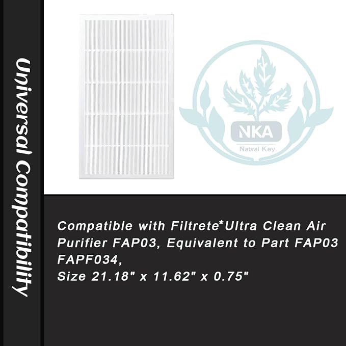 NKA 4-Pack For FAP03 True HEPA Replacement Filters Compatible with Filtrete Ultra Clean Air Purifier FAP03, Equivalent to Part FAP03 FAPF034, Size 21.18" x 11.62" x 0.75"