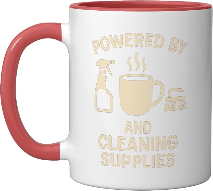 Coffee & Cleaning Supplies Daily Fuel Ceramic Mug, Red/White