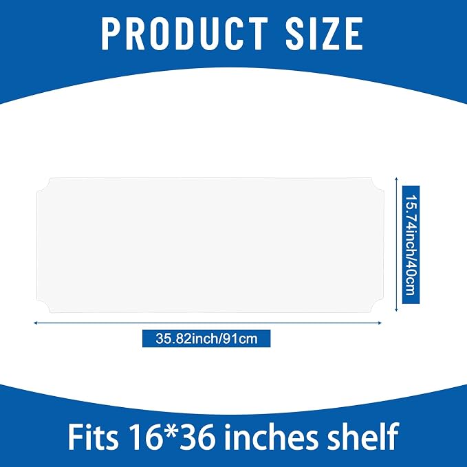 Frienda Set of 10 Wire Shelf Liner 16 x 36 Inch Heavy Duty Waterproof Shelf Liners for Wire Shelving, Non Adhesive Plastic Mat for Metal Rack Kitchen Shelves, Shoe Rack(Clear)
