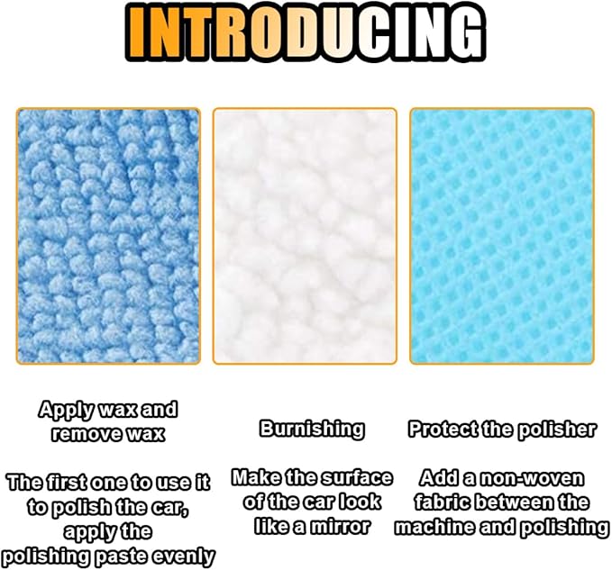 20PCS Car Polisher Pad Bonnets, 7 to 8 Inch Car Orbital Buffer Polisher Pad Bonnet, 12*Microfiber Bonnets, 4*Non-Woven Buffing Bonnet + 2*Woollen