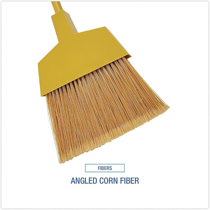 Boardwalk Corn Fiber Angled-Head Lobby Brooms, 55" Handle, Yellow, 12/Carton