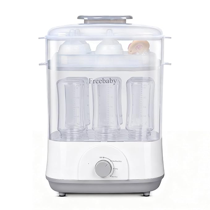 Freebaby Baby Bottle Sterilizer and Dryer,4 in 1 Electric Steam Sanitizer and Dryer for All Baby Bottle,Bottle Sanitizer for Pacifiers&Breast Pump Accessories,8 Bottles Capacity