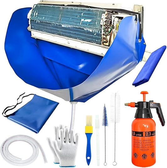 Ac Cleaning Bag with Wall Protection Cloth, 13Pcs Mini Split Cleaning Kit, Ac Cleaning Kit, Air Conditioner Cleaning Kit, Split Ac Unit Cleaning Kit, Mini Split Air Conditioner Cleaning Bag
