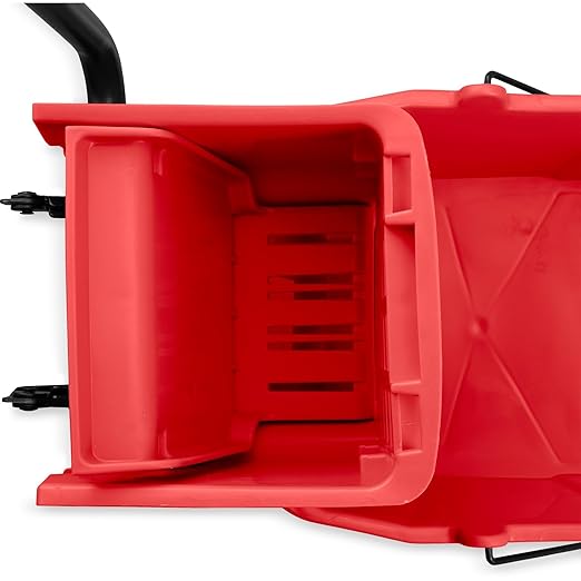 SPARTA Commercial Mop Bucket with Side Press Wringer, Floor Cleaning Essentials for Commercial and Home Use 26 Quart Capacity, 1 Count, Red