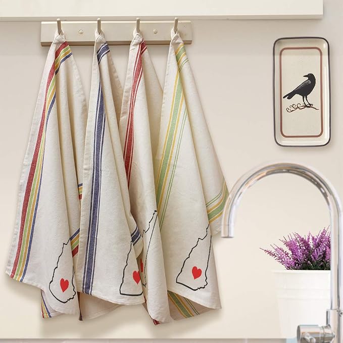Custom Decor Kitchen Towels New Hampshire Heart Love States Love Cleaning Supplies Dish Towels Multi Stripe Personalized Text Here