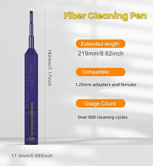 Zenithra Fiber Optic Cleaner,5PCS Fiber Optic Cleaning Pen 1.25mm Ferrules LC/MU FTTH Connector Cleaning Tools with 800+ Times