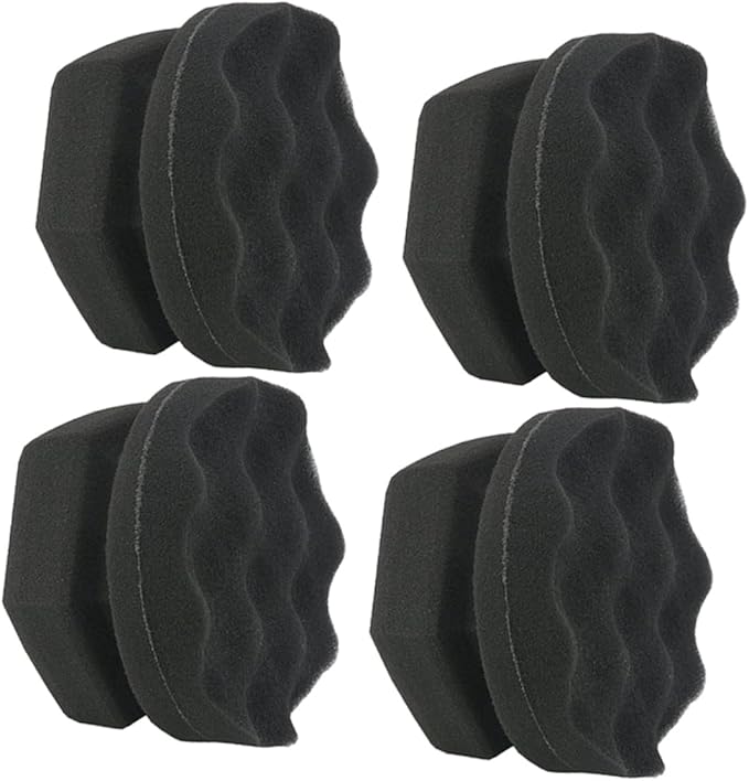 FAVOMOTO 12pcs Handy Wax Sponge Wave Pattern Polishing Sponges for Car Waxing and Detailing for Dashboard Seats Cleaning Durable and Easy to Grip Black