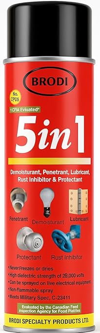 5-in-1 Industrial Lubricant Spray, Moisture Displacer, Deep Penetrant, Rust Blocker, Long Lasting Lubricant, Safe for Live Circuits, Tools & Machinery (Pack of 1)