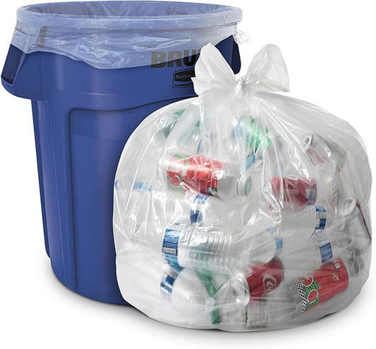 Aluf Plastics 55 Gallon Clear Trash Bags - (Huge 100 Pack) - 38" x 58" - 1.5 MIL (Equivalent) - Heavy Duty Industrial Liners Clear Garbage Bags for Recycling, Contractors, Storage, Outdoor