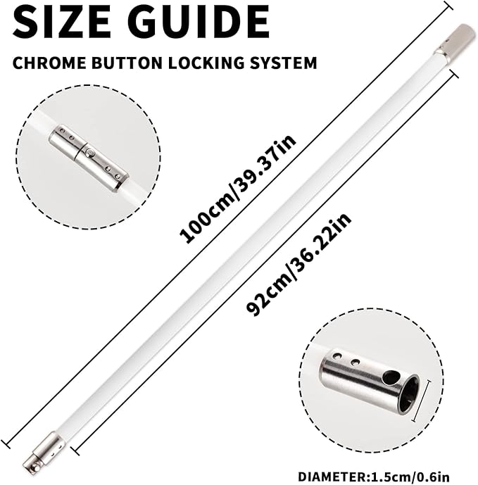 Bluesea 4 Pieces Chimney Sweep Kit Nylon Rod, Chimney Cleaning Kit Accessories with Hex Key and Adapter for Electric Drill, Flexible Nylon Rod for Chimney Brush, Extends to 13 Feet for Easy Cleaning.