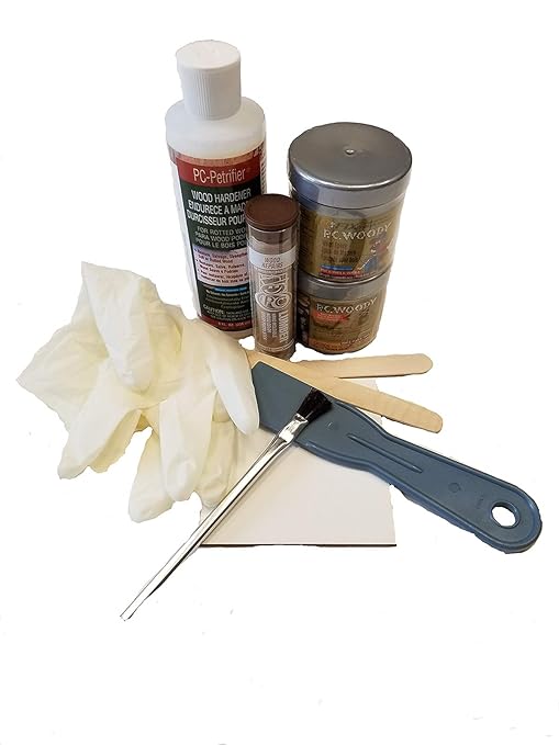 PC Products 84113 Rotted Wood Repair Kit, Water-Based Hardener, Epoxy Paste & Epoxy Putty, 1 oz