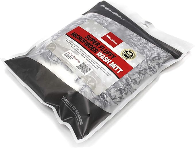 Maxshine Universal Black & White Microfiber Wash Mitt – Premium Scratch-Free, Lint-Free Mitt for Washing Cars, Trucks & Motorcycles – Reusable Auto Detailing Accessory