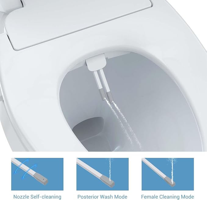 Smart Bidet Seat Elongated with Heated Functions and Gentle Wash Modes, Toilet Seat for Bathroom Comfort and Hygiene, Soft Close Design Easy Install PP Bidet Toilet Seat