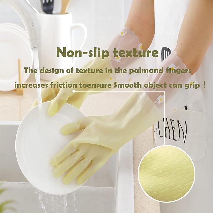KAQ Dishwashing Cleaning Gloves 6 Pairs - Reusable Rubber Gloves Non-Slip Laundry Kitchen Gardening Household Gloves