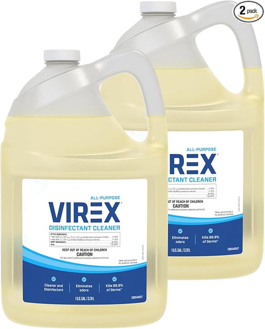 VIREX Diversey CBD540557 All Purpose Disinfectant Cleaner, Multi Surface Cleaning for Home and Commercial Use, Ready to Use Formula in Refill Size, Lemon Scent, 1 Gallon (Pack of 2)