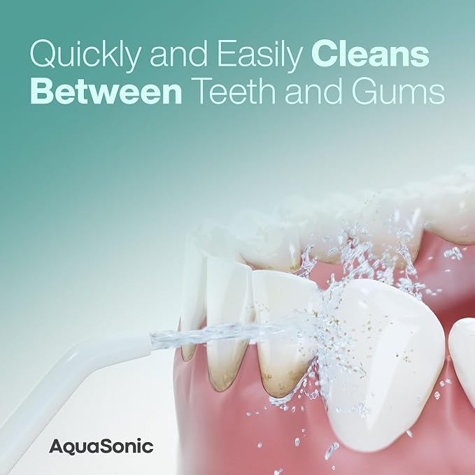 AquaSonic Aqua Flosser PRO - Rechargeable Electric Cordless Water Flosser for Teeth, Gums & Tongue - Waterproof Modern Design, 300ml Large Tank, 3 Modes, 6 Jet Tips, Deluxe Tongue Nozzle - Green