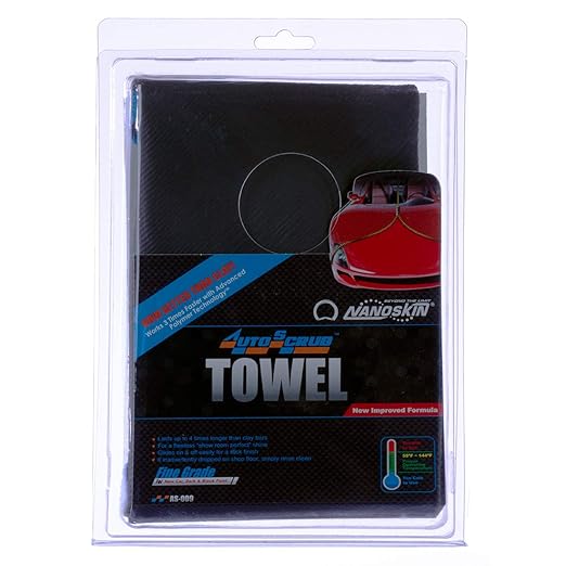 Nanoskin AUTOSCRUB Surface Prep Towel Fine Grade- Patented Clay Bar Replacement Tool to Remove Embedded Contaminants Before Wax & Coating | Safe for Painted Surface, Glass, Plastic, Metal & More, 12" x 12"
