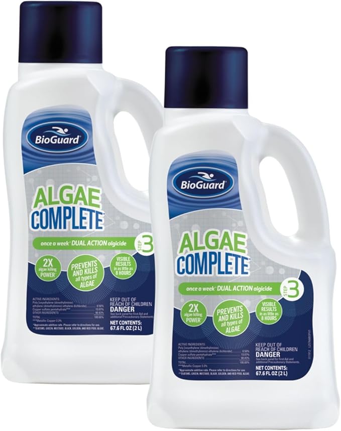 BioGuard Algae Complete Dual Action Algaecide, 2 Liter, 2 Pack | Non-Staining and Non-Foaming, Prevents All Types of Algae
