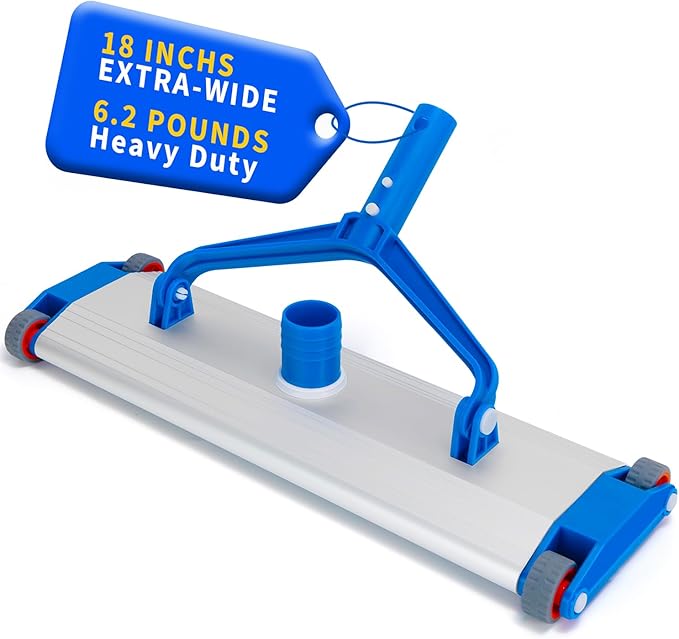 18" Commercial Grade Pool Vacuum Head, Extra-Wide & Weighted Heavy-Duty Vacuum Cleaner for Effortless, Fit for 1.5" Hose, Deep Cleaning The Large Inground Pools, Vinyl Liner Floor, Step, Corner