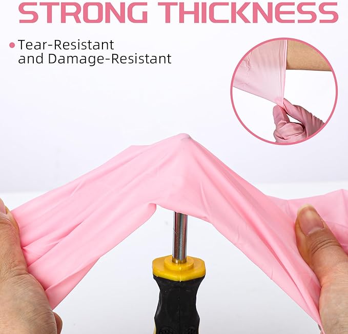 50 Counts 16" Long Disposable Nitrile Gloves Latex Free Dishwashing Gloves Waterproof for Household Clean Gardening(Pink,L)