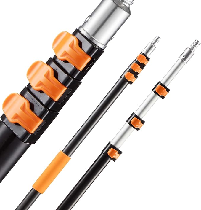 VEVOR Telescopic Extension Pole, 4-12 FT Multi-Purpose Extendable Pole, Sturdy Aluminum Alloy Paint Pole Extension with Flip-Lock Design, High Reach Roller Stick for Painting, Dusting and Cleaning