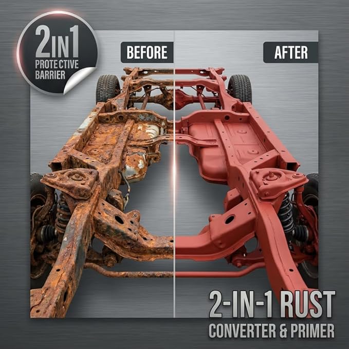 2-in-1 Rust Converter & Metal Primer, Rust Inhibitor Paint for Metal, Automotive Rust Reformer, Industrial Grade Water Based, Heat Resistance & UV Resistant. Made in the USA. As Low As ~$0.12 Per Sqft*