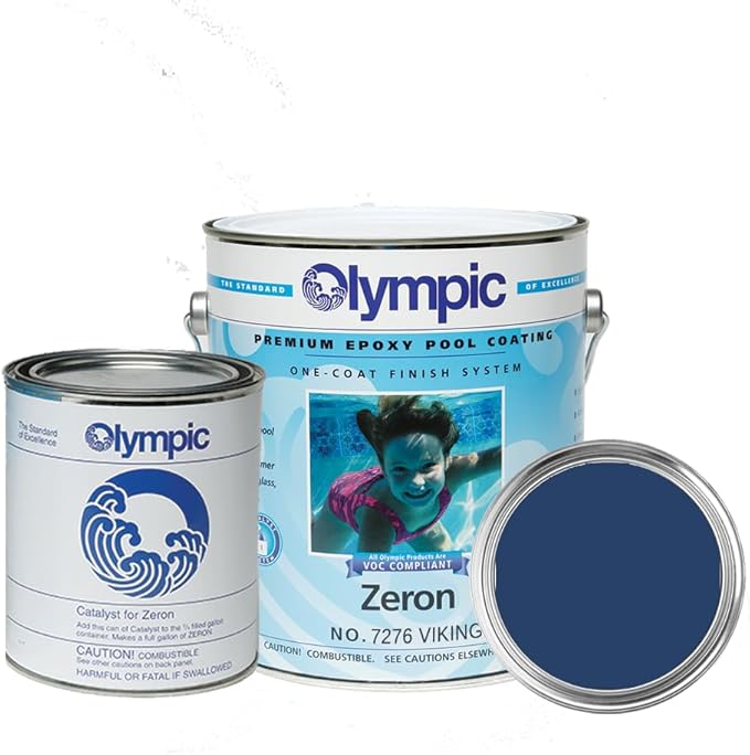Olympic Pool Paint - Zeron - Viking Blue - 1 Gallon - two-part epoxy swimming pool paint - one-coat for plaster, fiberglass, steel and aluminum pools.