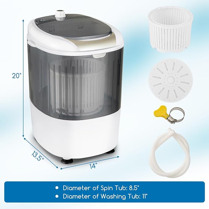 MEDIMALL GX24977-PE, Mini Washer and Spinner Combo, 5.5lbs, Semi-automatic Compact Laundry Apartment Dorm RV Portable Washing Machine, 5.5 LBS Capacity