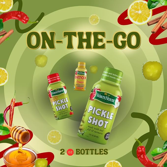 White House Detox Apple Cider Vinegar Shots, Raw Unfiltered, On the Go (Detox, Pack of 24)