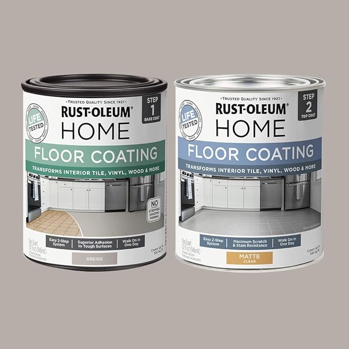 Rust-Oleum 367594 Home Interior Floor 2 Part Coating Kit, 2 Quarts, Matte Greige
