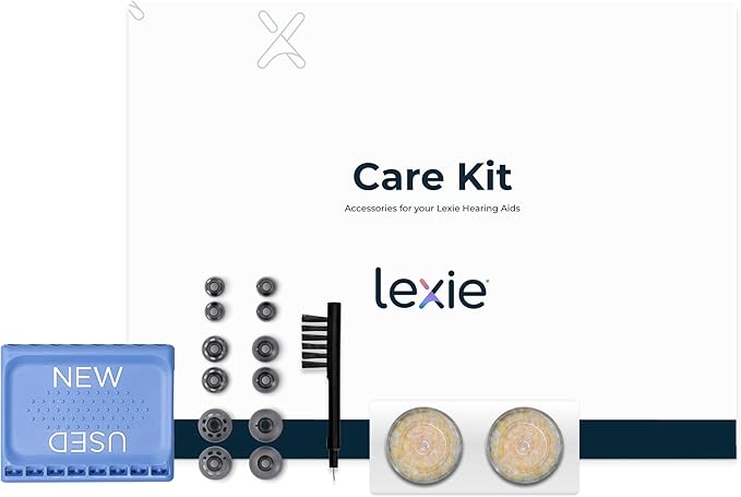 Lexie Cleaning Care Kit for B2 and B2 Plus OTC Hearing Aids Powered by Bose - Hearing Aid Care Kit Includes Cleaning Brush, Replacement Domes in 3 Sizes, Wax Guard Packs and Drying Capsules