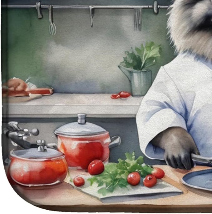 Caroline's Treasures DAC6272DDM Keeshond The Chef Dish Drying Mat Absorbent Dish Drying Mat Pad for Kitchen Counter Dish Drainer Mat for Countertop, 14 x 21", Multicolor