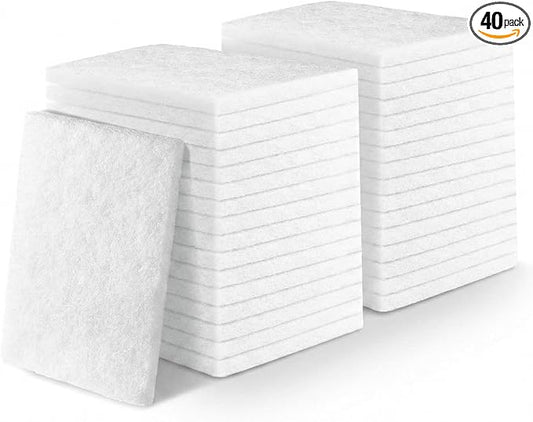 60 Pcs White Scrubbing Pads Light Duty Non Scratch Scouring Pads Multipurpose Non Woven Scouring Sponge Abrasive Multi Surface Scrubber for Cleaning Polishing Home (4 x 6 Inch)