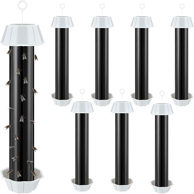 Qualirey Fly Traps for Indoor Outdoor Hanging Fruit Fly Stick Trap Sticky Mosquito for Home Insect 10 x 2.5 Inches(Black,8 Pcs)