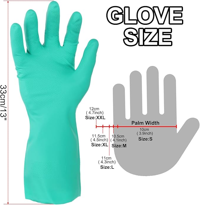 MECCANIXITY Nitrile Chemical Resistant Gloves, Industrial Gloves Anti-Slip Protective Safety Work Glove for Cleaning
