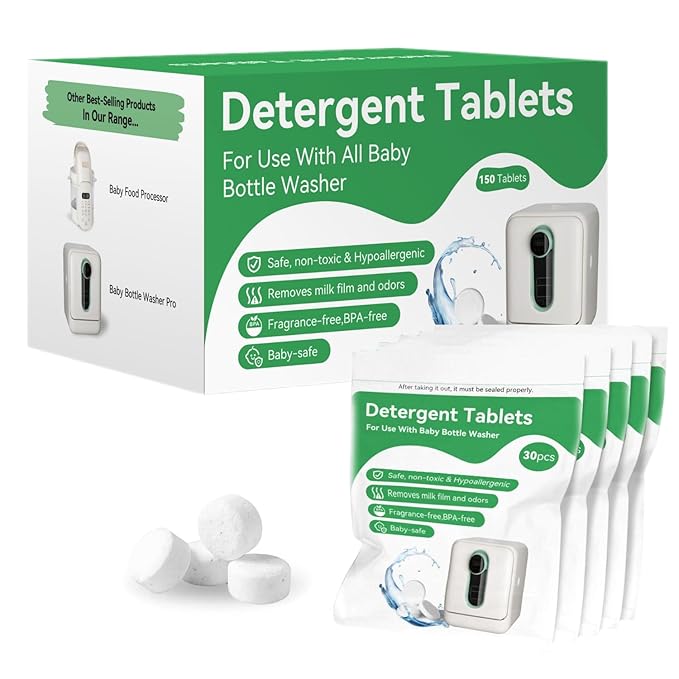 ICUIRE Detergent Tablets 150 Pcs for Momcozy, Baby Brezza, MOMFANN Bottle Washer, Compatible with Most Brands & ICUIRE Baby Bottle Washer