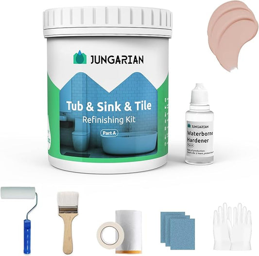 Tub and Tile Refinishing Kit 35oz with Tools, Low Odor DIY Bathroom Paint Sink Tub Countertop Tile Shower Paint for Bathroom Kitchen Porcelain Fiberglass, Semi-Gloss Bella Pink