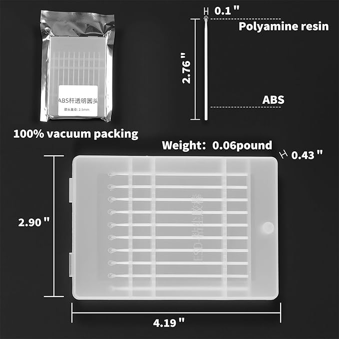 ESD Plastic Rod Lens Cleaning Swab (Safe-2.5mm/0.1inch), Sticky Gel for Cleaning sensors(Ccd/CMOS), PCBs, Optical Lenses, semiconductors and Electronics.