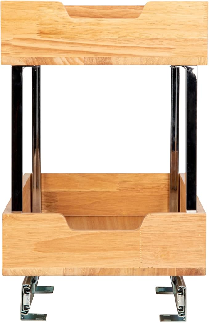 Household Essentials GLIDEZ Wood 2-Tier Sliding Cabinet Organizer: 11.5-inch Wide