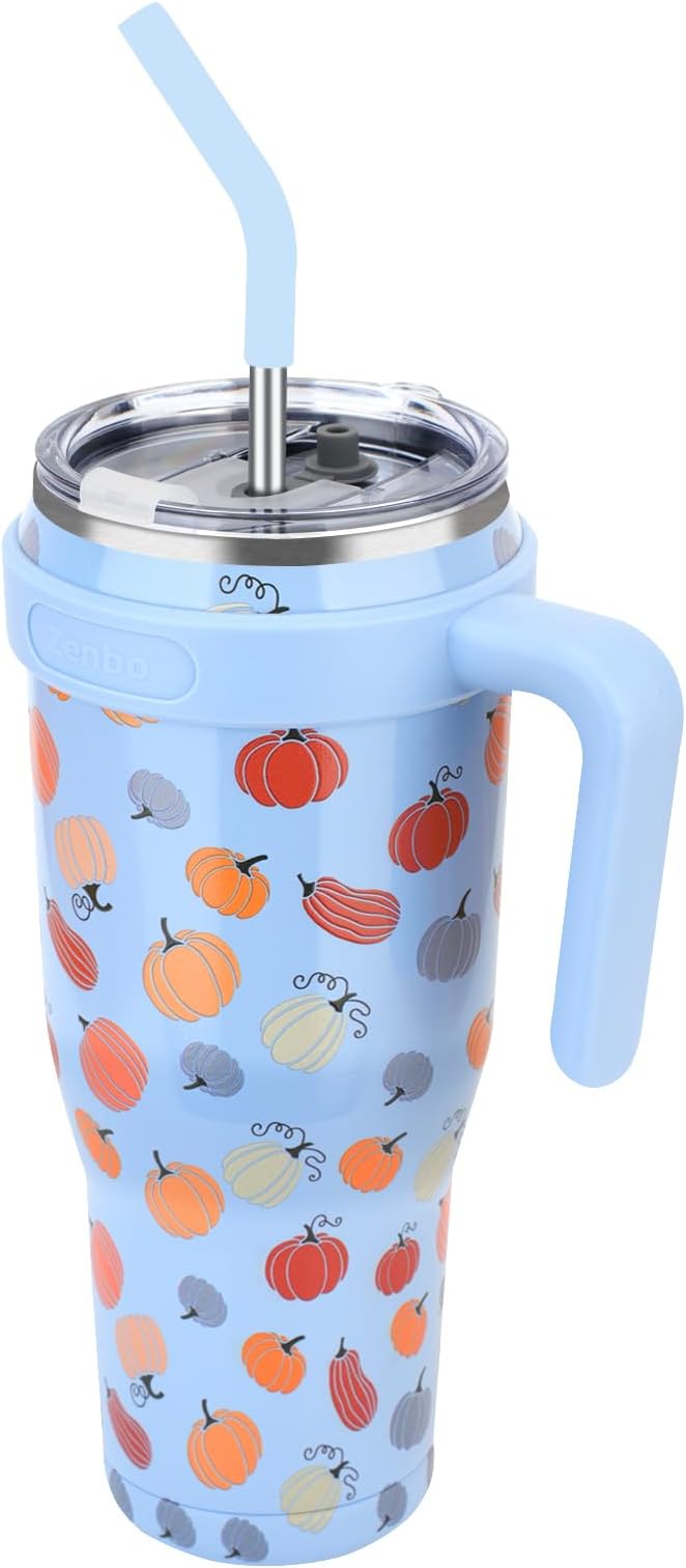 Zenbo 50 oz Mug Tumbler With Handle and Straw Lid | Stainless Steel Insulated Tumblers, Keeps Drinks Cold up to 34 Hours, Fit in Car Cup Holder, Dishwasher Safe,BPA Free