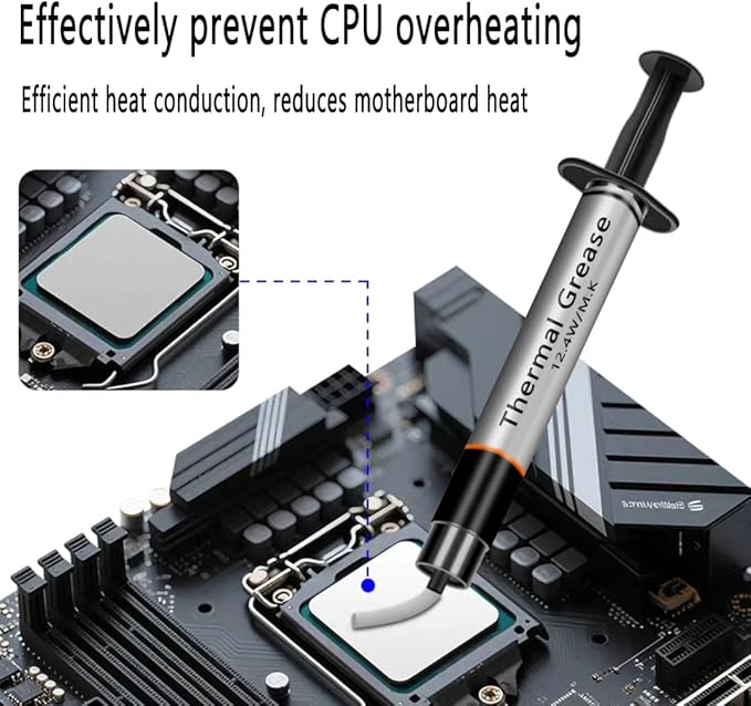 D-12 Silver Series Thermal Paste, High Performance Thermal Paste for Computer Manufacturing Assembly, Ideal for IC/Processor/CPU/GPU/All Coolers (Scraper Included, 4g-1 Pack)