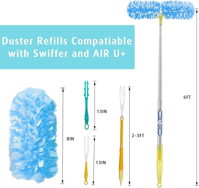 1 Handle with 30 Count Duster Refill for Swiffer Duster + 30 Count Wet Pads Refill for Swiffer Sweeper Mop
