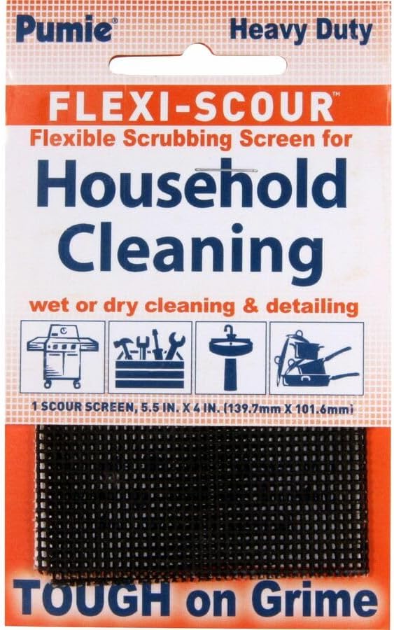 PUMIE Flexi-Scour (48 Pack) - Flexible Scrubbing Screen - Heavy Duty Scouring Pad - Abrasive Grit Cleaning Screen for Toilet Bowls, Grills, Removes Carbon, Rust, Scale, Grime - 5.5x4 in, FLEX-48 C