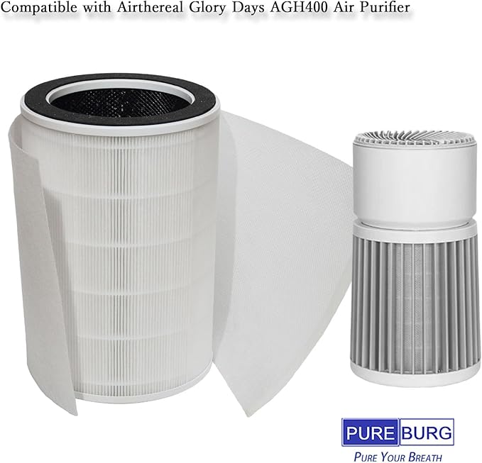 PUREBURG Replacement Filter Compatible with Airthereal Glory Days AGH400 Air Purifier,2-Pack HEPA Activated Carbon 2-in-1 & 8 Pre-Filters For Air Clean Dust VOCs Odor