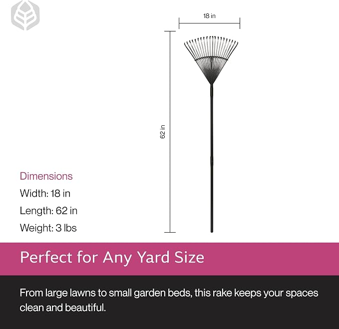Yard Butler ILT-20 World’s Greatest Rake Garden Rake for Lawncare - Convenient Garden Cleaning Accessory - Lightweight Wooden Handle - Steel Tines - Easy to Maneuver