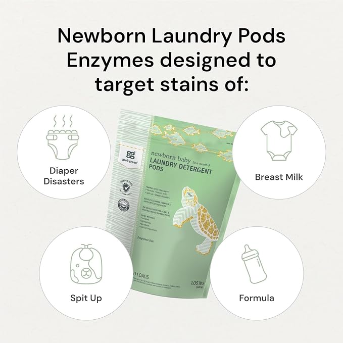 Grab Green Baby Laundry Bundle - Baby Laundry Detergent Pods (60 Count) and Baby Dryer Sheets (40 Count), Chamomile Scent, 2-Piece Set